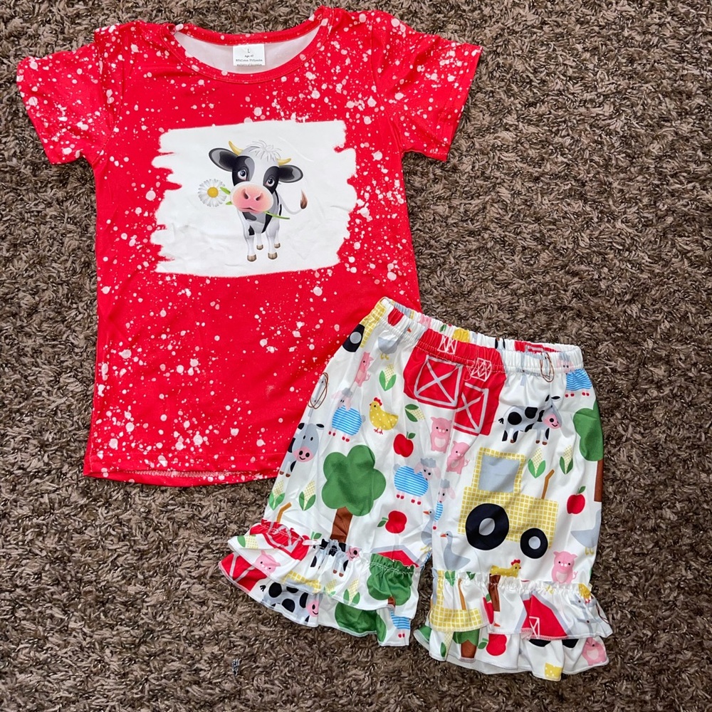 Little Girls Cow 2PC Outfit